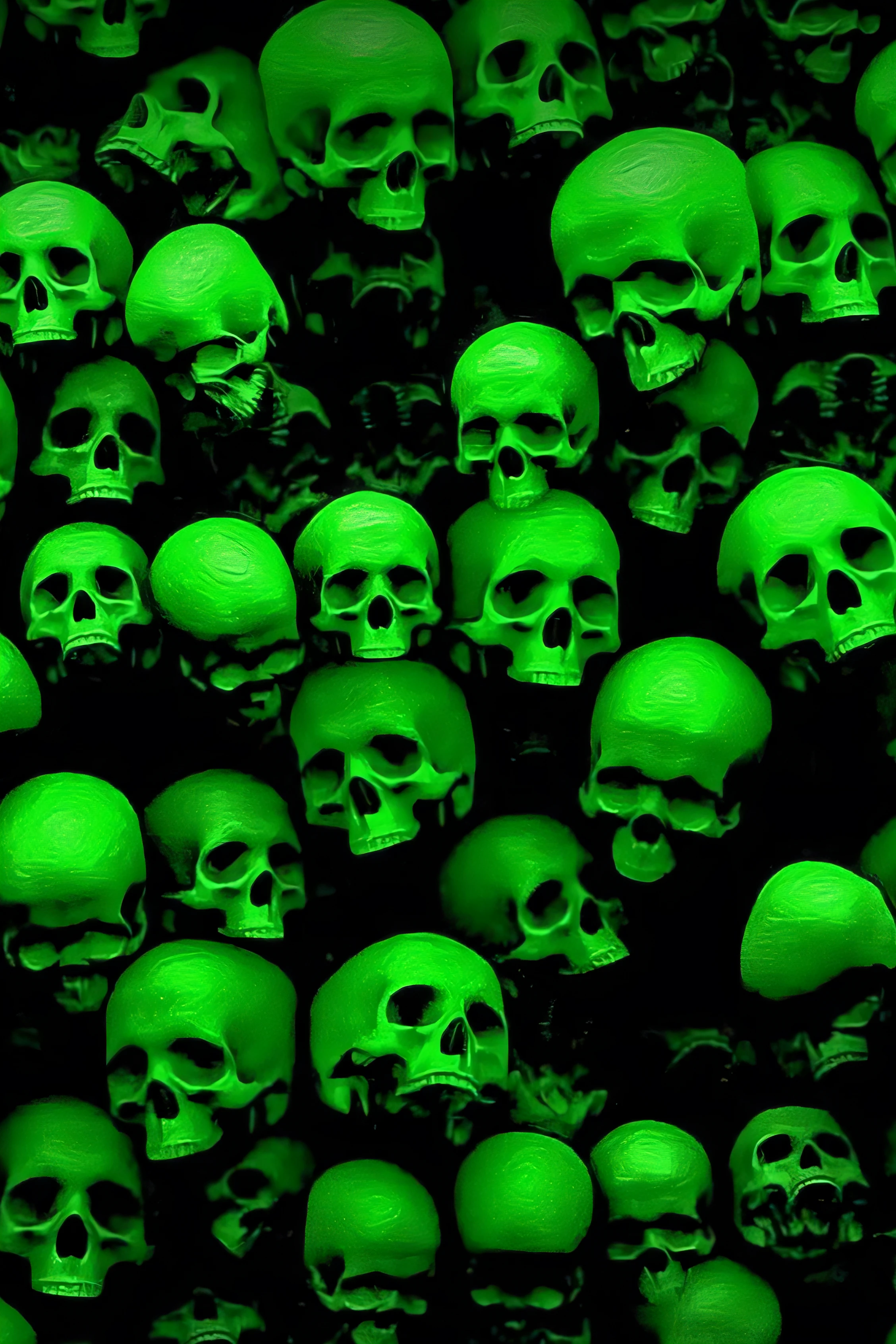 Green skull melting