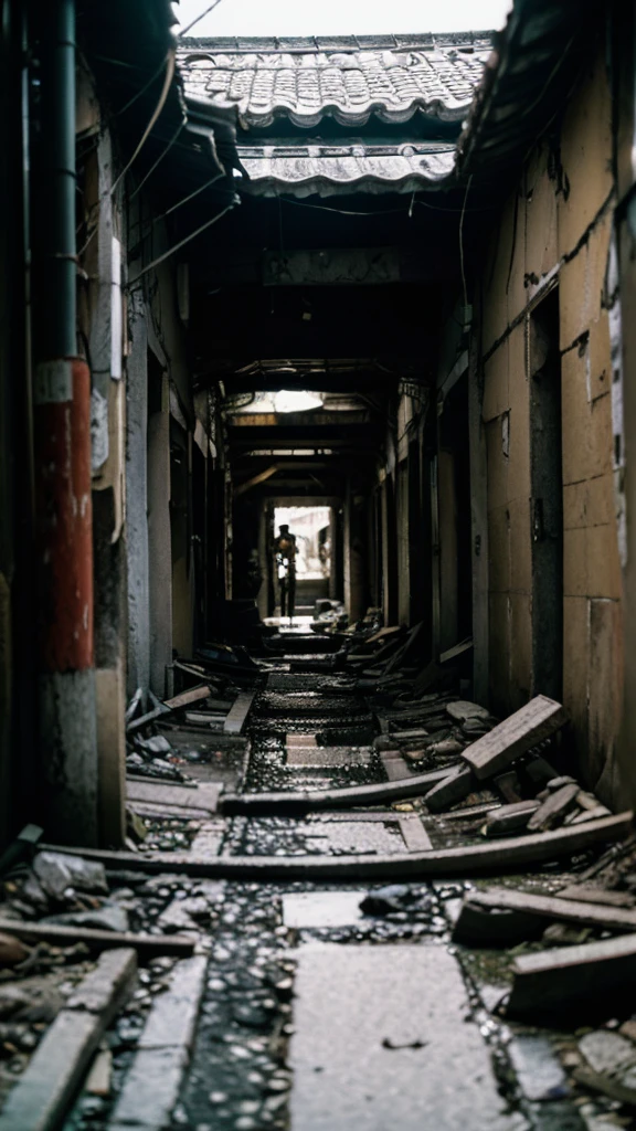Showa,Underground street,Collapse,Devastation,Inside the ruins,Glasses,Women,adventure,Black and White,