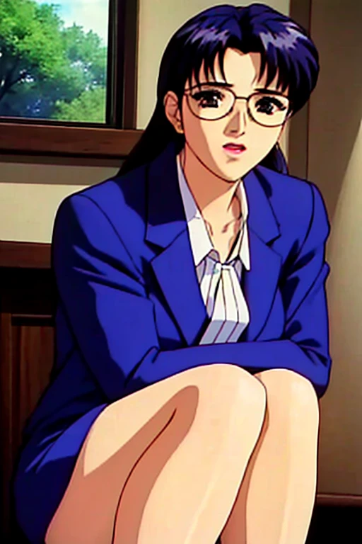 One girl, evening, School, Old wooden house,In front of the window,Sitting upright and motionless,Sitting on the couch,holding a coffee cup,Glasses,Blue jacket,Collared shirt,Long sleeve,Black pencil skirt,pantyhose,purple hair, hair_good,perfect eye, perfect face,View your viewers, blush,(Innocent_big_eye:1.0),(Expressionless:1.3),Age 25,Mature Woman, Long legs, Large Breasts,bright_front_face_Lighting,Film Grain,Fujifilm XT,Physically Based Rendering,(masterpiece,highest quality,Official Art,Very detailed CG ユニティ 8k 壁紙:1.4),(Genuineistic photo),Digital SLR,Ultra-fine illustrations,Very detailed,Very detailed背景,Very detailed background,gorgeous nature refined rendering,Deepening the contours,best bloom,Structure of the film,Cinematic Flowers,Shadows in the movie,Depth of written boundary,Genuineistic,Very complicated,perfection, clean, Professional artwork, Famous works of art,Genuine,perfectionな解剖学,perfectionな比率,Narrow waist,slim calves,Pale skin,Skin Texture,Skin pores,Very detailed肌,detailed beautiful face and eye,Fine eyebrows,Detailed fingers,Detailed toes,Soft lighting, Dramatic lighting,Backlight, 