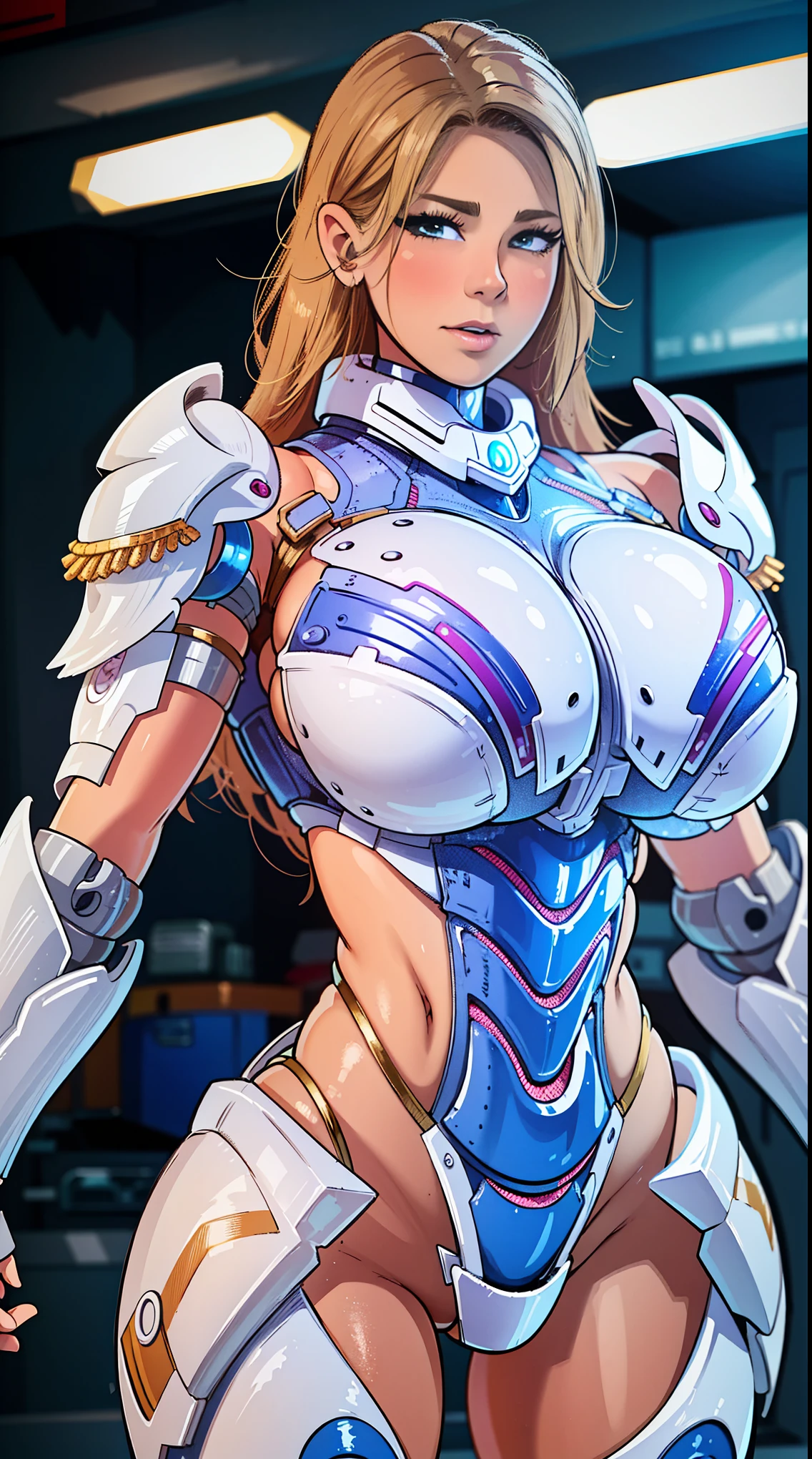 super girl, Huge , Mecha Heavy Armor, cleanness, Muscle Body, Sexy.