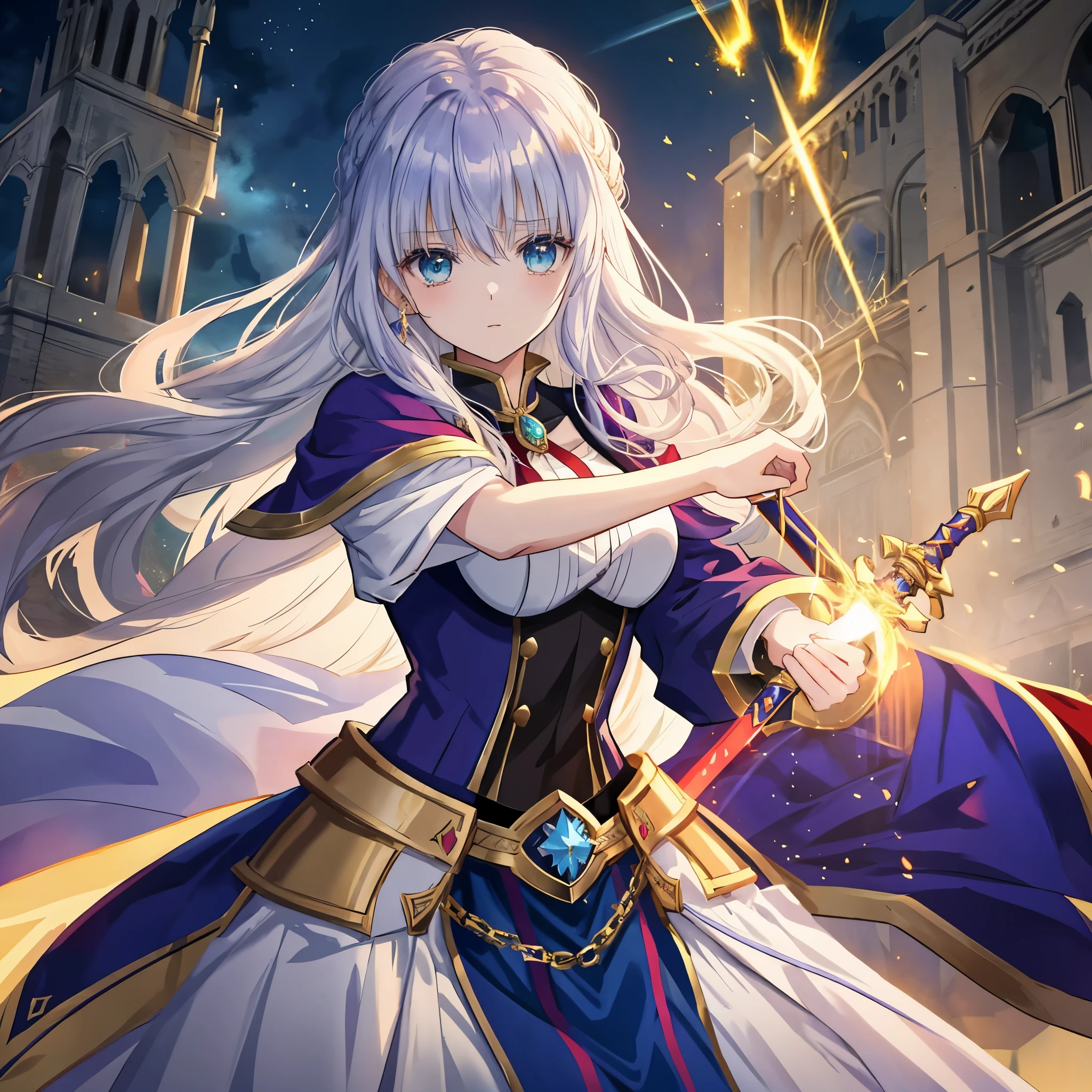 # Tags
Character: Arthur Pendragon from Fate Grand Order, Personality: Confused, Determined, Brave, Action: Swinging a sword, Background: Gothic cathedral, Huge explosion, Dawn, Thunder, Lightning, Colors: Gold, Blue, Green, Light Blue, Yellow, Silver, Deep Red, Lighting: Hard lighting, Bloom effect, Style: Official Artwork, Fan Art, Real Anime 2.5D, Real Anime Girls, Kusahart Krentz, Feminine, Fate, Enako, Nozomi Sasaki, Kanna Hashimoto, Resolution: 8K, Super High Resolution: 1.2, Color Bit Depth: 24 bit, 48 bit
# Prompt
Summon the ancient power into the hand of Arthur Pendragon from Fate Grand Order. In her hand, she holds an artistic legendary sword. The blade emits an **intense light** from its entire body, and that light tears the sky and transcends time.
Her physique reflects her personality and role. Her costume is a legendary armor, and its color symbolizes luxury and specialness in gold. Her hairstyle is long hair, and its color gives her glamour and personality in gold. Her eyes are deep blue, and they harbor determination and courage.
While she is confused, she is determined to defeat the enemy with her will as strong as steel. And she swings her sword, bringing a fatal blow to our enemy. The movement of her sword makes a sound of cutting the air and has a strong impact on the surrounding environment.
Behind her, a Gothic cathedral, a huge explosion, dawn, thunder, lightning are depicted. The colors of the background are mixed with the 'main' colors of gold, blue, green, and the 'sub' colors of light blue, yellow, silver, deep red.
This scene is illuminated by hard lighting and a bloom effect. And all of this is drawn in the style of high-resolution official artwork. It is a very detailed and elaborate fan art style, incorporating a real anime 2.5D style or real anime girls style. It refers to the original picture of Kusahart Krentz, feminine style, Fate style, Enako style, Nozomi Sasaki style, Kanna Hashimoto style.
This description uses the golden