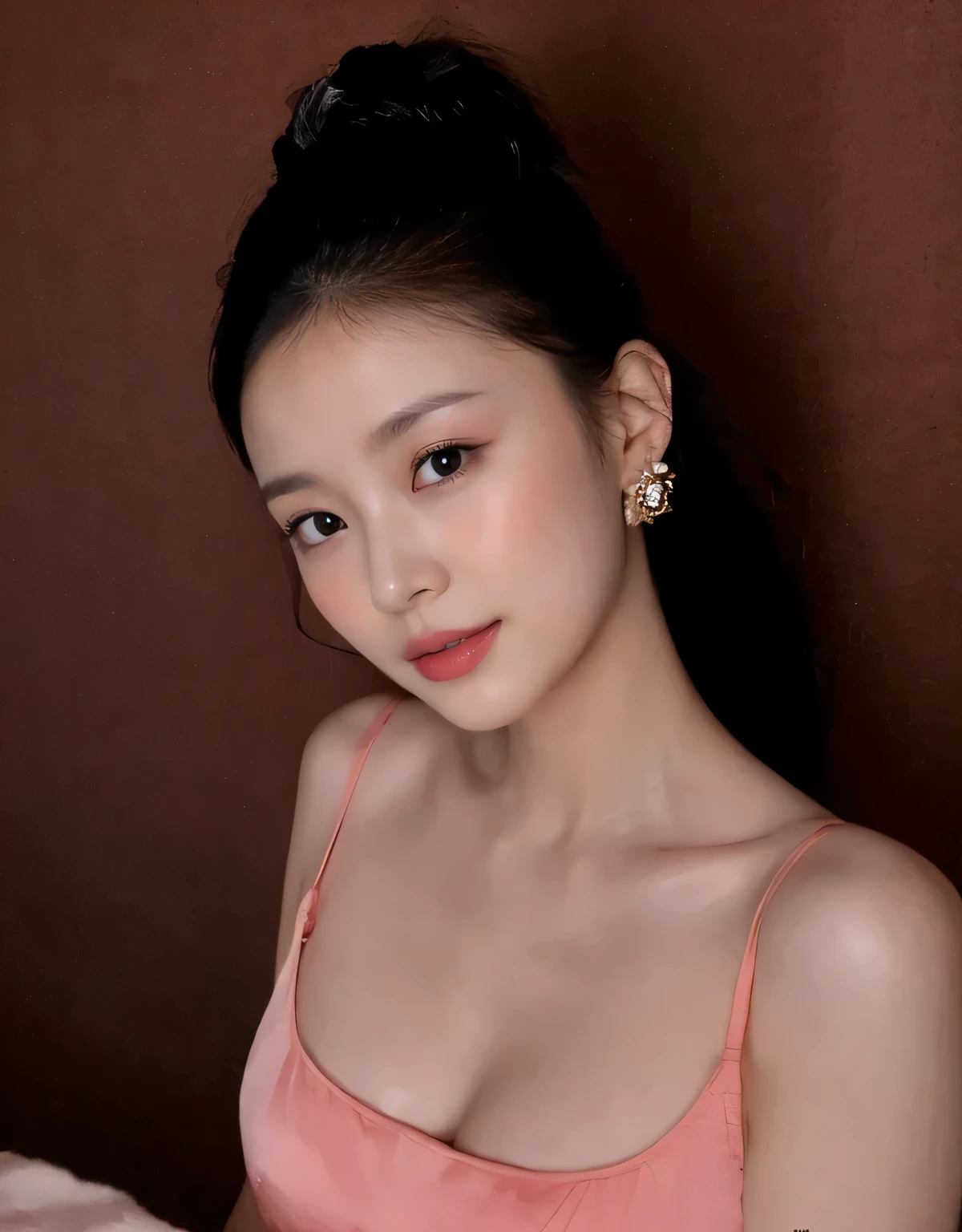 (on the table, best quality, Realistically, Super detailed, meticulous, high resolution, 8k wallpaper), Close-up portrait of a beautiful woman, like, Smile, Light brown messy hair, Perfect dynamic composition, Beautiful and meticulous eyes, Just like the cover of a fashion magazine, On Campus