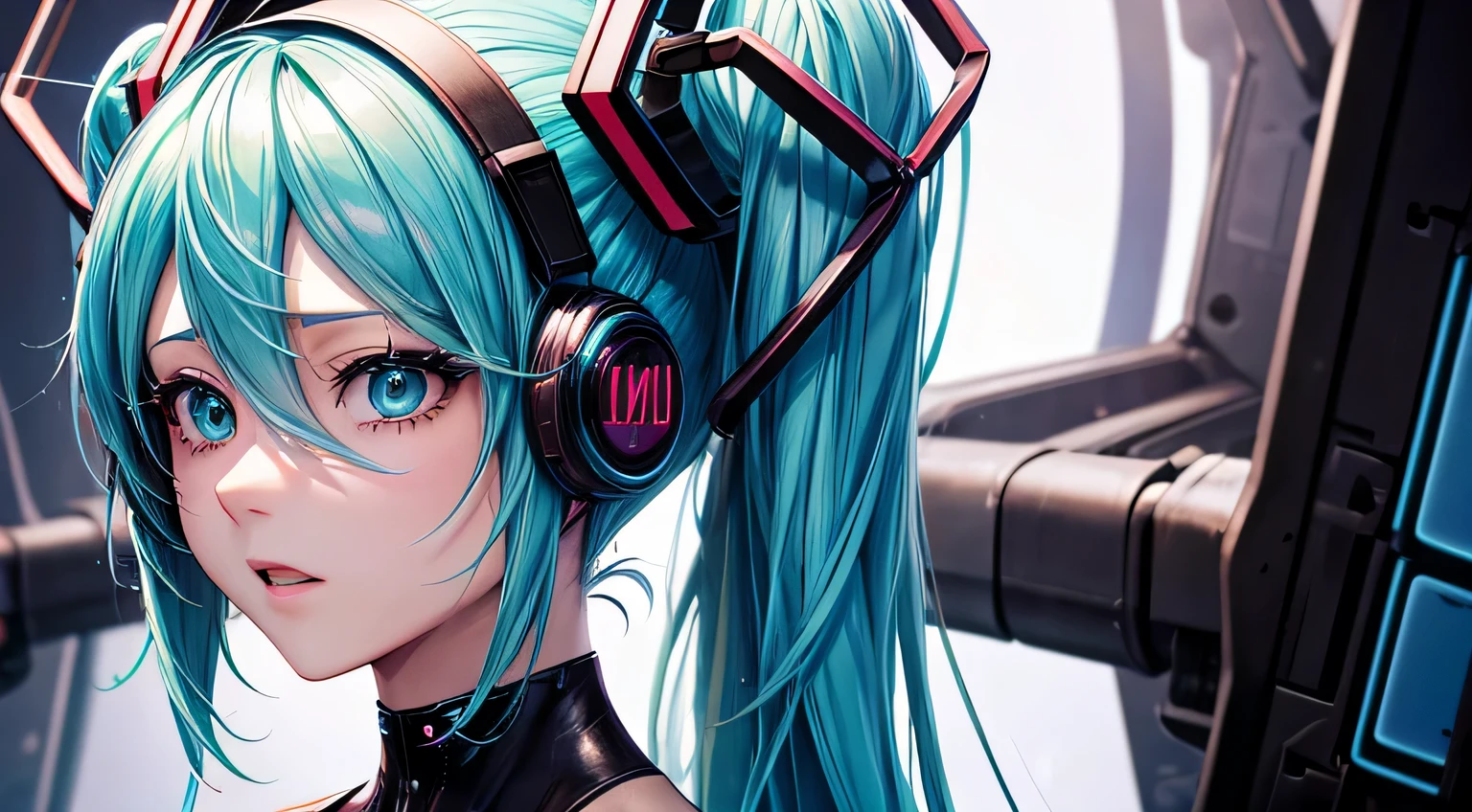 Vocaloid,
Hatsune Miku,
Cyberpunk costumes,
muscle training,
detailed facial expressions,
detailed description of facial expressions, detailed description of eyes,
detailed description of the outfit,
detailed description of upper body,
Big tits,