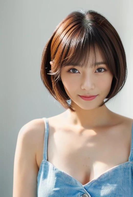 ((Top Quality, 8k, Masterpiece: 1.4)), japanese woman, ((blush, very short bob cut, skinny:1.2)), ((30 years old:1,2)), ((looking at viewer:1.4)), 