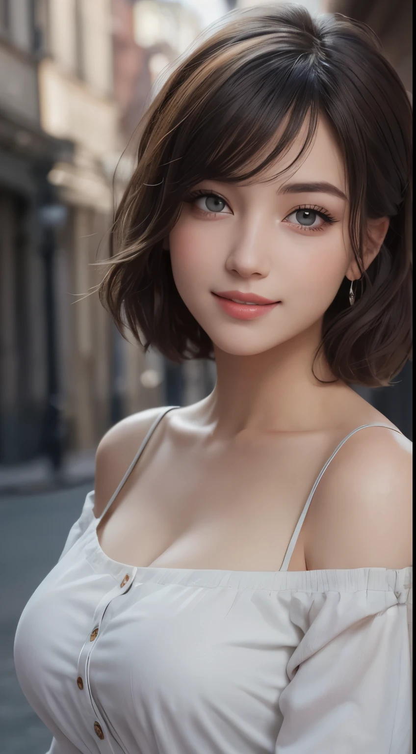 super realistic eyes、fashion model 20 years old, cute, [[[[moist eyes]]]], [[[[closeup]]]], [[[[chest]]]], [[[[neck]]]], [[[[shoulders]]]], perfect eyes, perfect iris, perfect lips, perfect teeth, perfect skin, soft front light, glow, HDR, (muted colors:1.2), Beautiful girl from Eastern Europe with her mouth closed、astonishing beauty、solo、Smile、beautiful face、Upper body、medium side cut、Beautiful short gray hair styled、beautiful little face woman, solo,　black theme,　look at the audience,one woman, It&#39;s real, Wolfzan-6500-V1.3, anime、anime style、beautiful realistic eyes、casual dress、portrait beautiful detailed woman, very detailedな目と顔, Reality, beautiful detailed eyes, huge file size, Super detailed, High resolution, very detailed, highest quality, masterpiece, An illustration, very detailed, ticker, Unite, 8K painting wallpaper, fine, fine details, masterpiece, highest quality, Hvery detailed ticker uniform 8K wallpaper, face light movie lighting、cute blouse, dark background, oil, masterpiece, diffused soft film lighting, Portrait, highest quality (perfect face:1.4),stunning girl pictures,(8K and、photorealistic:1.25) 、(lip gloss、eyelashes、shiny face、shiny skin、highest quality、超High resolution、Depth of the bounds written、chromatic aberration、caustic road lighting、natural shading、woman, (Ultra Realistic eyes, High Resolution), (High Definition Eyes, High Definition Hair, High Definition Face, High Definition Plump Lips), (Breast Open Off Shoulder), Bust, Upper Body, Affectionate Smile, (Best Picture Quality: 1.4), Raw Photo, (Realistic, Photography: 1.37), Professional Photographer, Film-like Light, (Fine Plane: 1 . 2),1 Woman, (Ultra Realistic, High Resolution), (High Definition Eyes, High Definition Hair, High Definition Face, High Definition Plump Lips), (Open Breasted Off Shoulder), Bust, Upper Body, Adorable Smile, (Top Quality:1.4), Raw Photo, (Realistic, Photo Realistic:1. 37), Professional Photography, Neat Face: 1 .2), ,sunny day beach background,