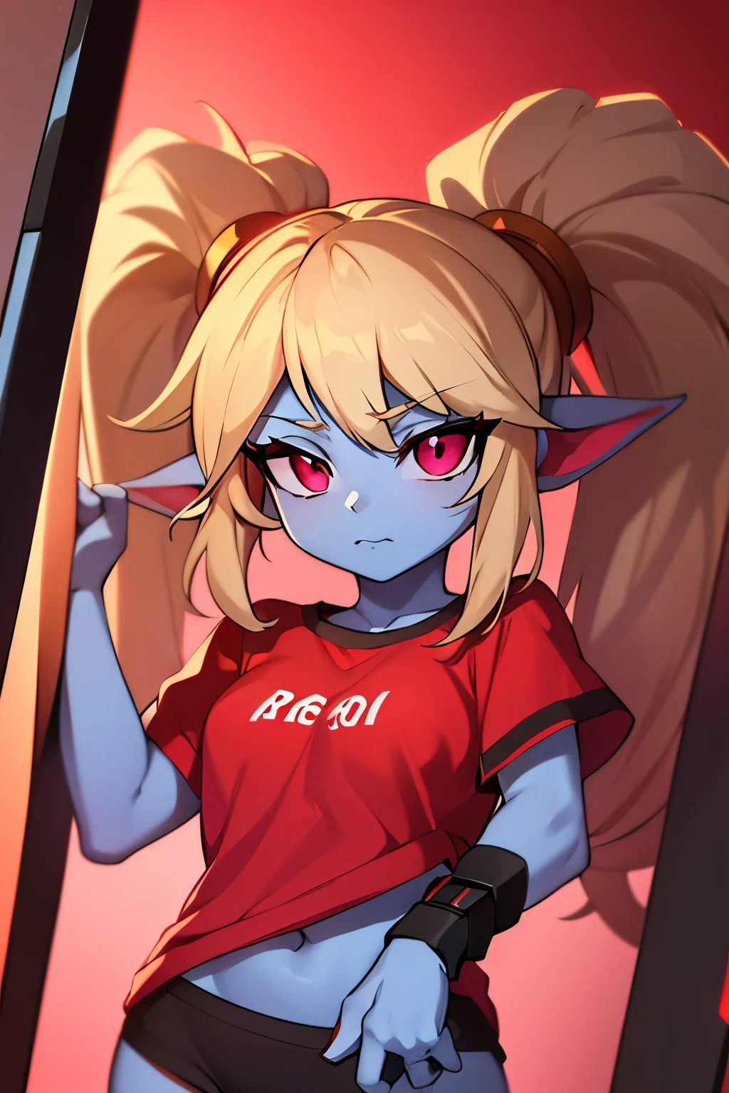 poppy in red t shirt black panties detailed high quality phone wallpaper original skin colour sexy cute