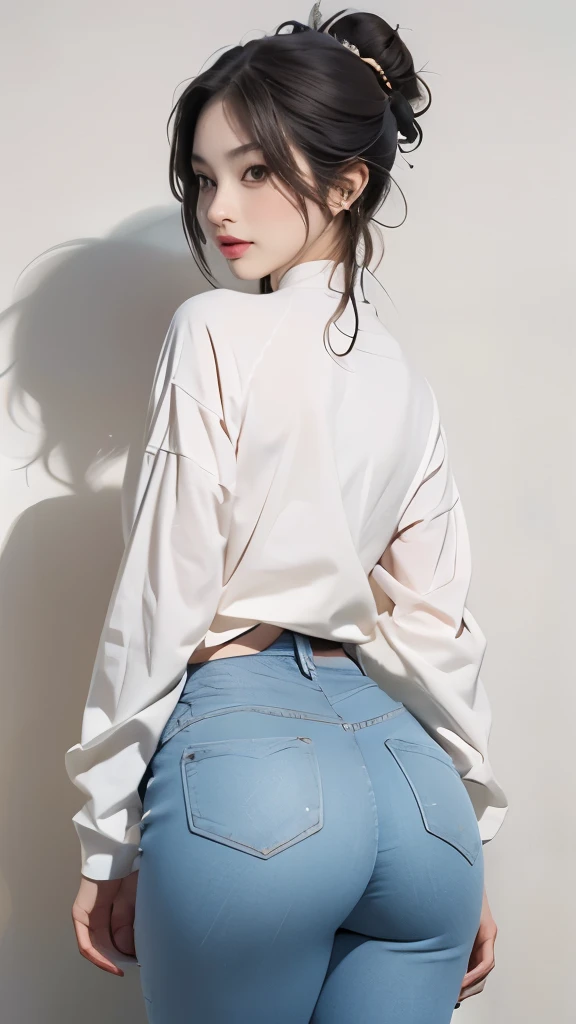 8k, original photo, best quality, masterpiece, Practical, Photorealism, (1 extreme beauty), middle aged, The face is rich in detail, (Perfect Teeth), Eye of detail, double eyelids, eyelash, Smiling, Lip detail, Brown Hair Bob, Large Breasts, (White long turtleneck sweater), ((long jeans)), Cowboy shooting, Tokyo Takazono Street, Soft Light, ((Writing border depth))
Please do this with caution,((13 year old Japanese girl)), (((Big Ass, Slim, Thin waist, Thin thighs, Thin arms))), ((Rear view, Backtracking graph))