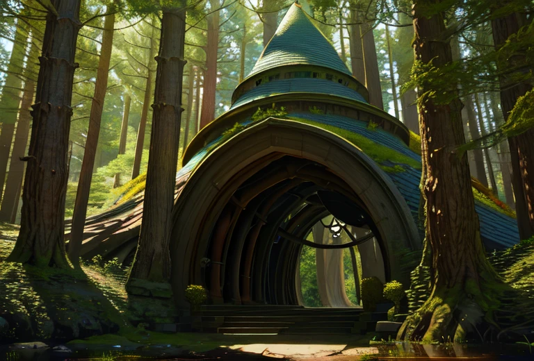 forest hobbit, fantasy, full of wonder and magic, curved bridges, stained glass windows, dramatic, ((abstract)), high octane render 8k, super detailed, realistic, super realistic, high quality, best, super detail, crazy detail, very detailed, photorealistic, epic composition, best quality, 32k --v 6