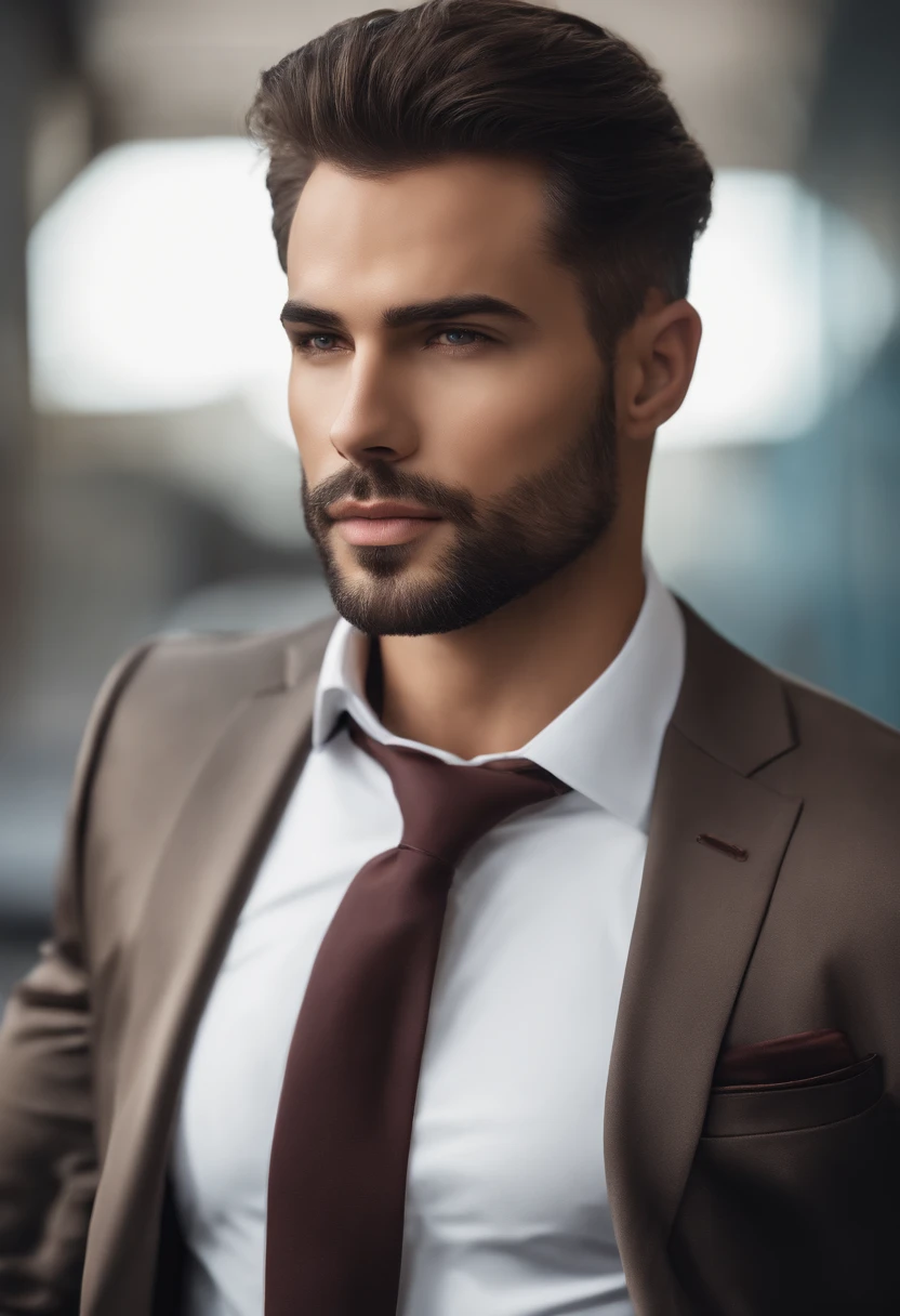 (Homem profissional em roupas normais ), (Sem barba,) (olhos azuis) (retrato) Beautiful and serious appearance, cabelo azul escuro, Elegant and elegant, e corpo forte camisa branca muito formal, (imagem realista e de alta qualidade), ((melhor qualidade, 8k, obra de arte).