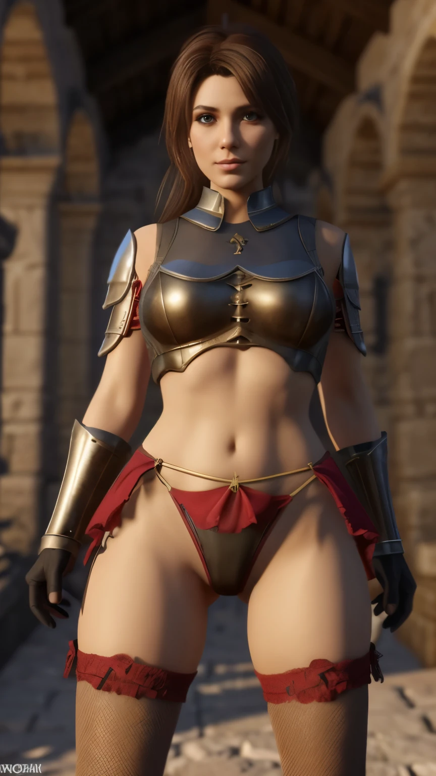 garota guerreira ruiva, jovem, cara bonita, Magrela, Bela , garota magra, She's wearing plate armor, armadura medieval, steel breastplate, Steel gauntlets, steel gloves, (minissaia vermelha, sentado), abra as pernas, her panties are showing, You can see her panties, roupa de baixo, pantyhose, saia levantada, (camel toe), calcinha branca, calcinha aparecendo, fantasia medieval, Dungeons and Dragons, Personagem de RPG, Melhor qualidade, (obra de arte), 8k