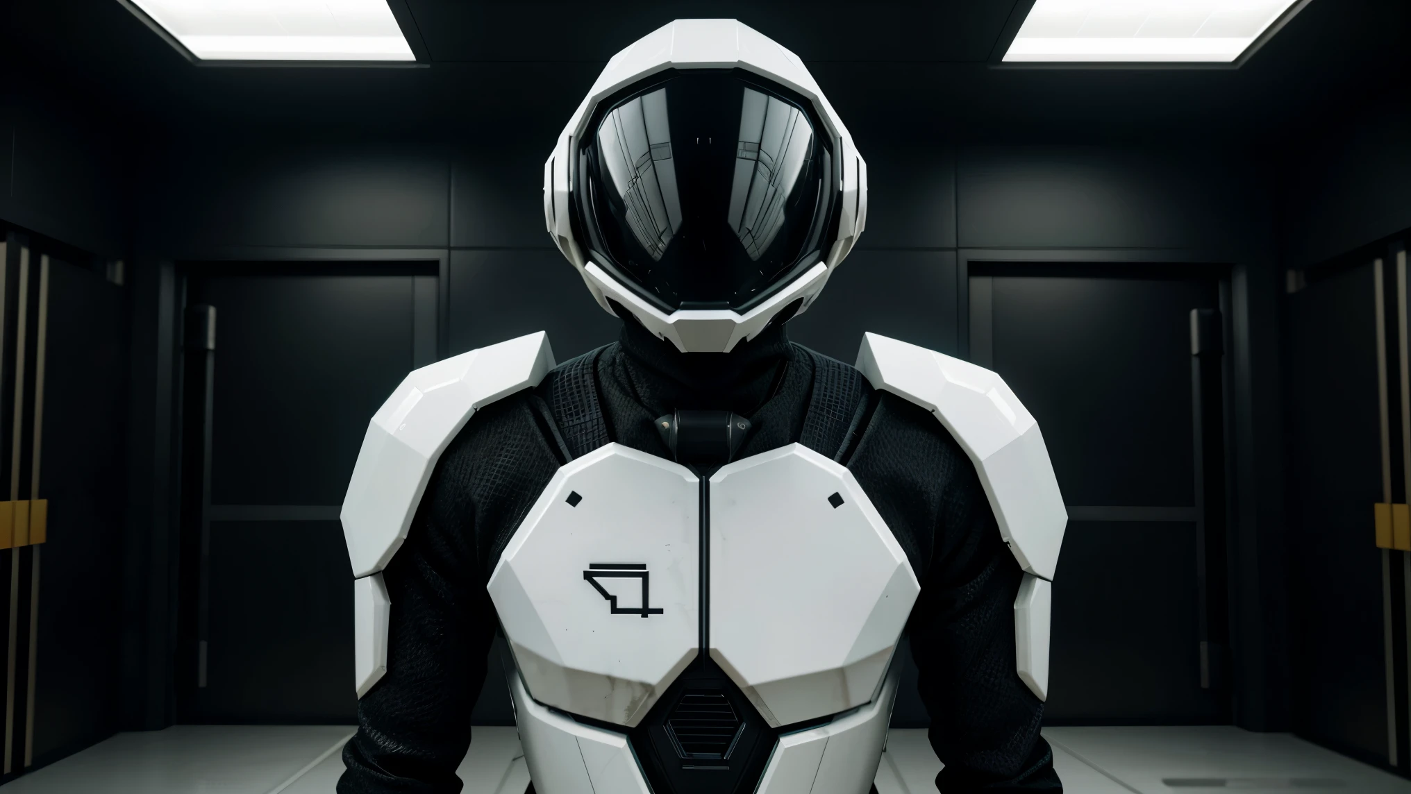 SCP-5000 - The Suit, from SCP lore, SCP-5000 is a non-functional mechanical suit identified within its internal schematics as an 'Absolute Exclusion Harness' designed by the SCP Foundation, trending on Artstation, cgsociety, third person perspective, cgsociety, third dimensional, 3d rendered portrait, third person POV