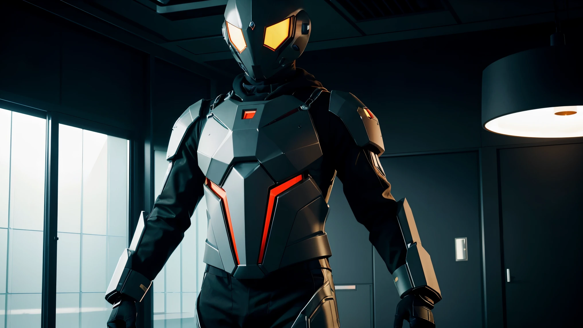 SCP-5000 - The Suit, from SCP lore, SCP-5000 is a non-functional mechanical suit identified within its internal schematics as an 'Absolute Exclusion Harness' designed by the SCP Foundation, trending on Artstation, cgsociety, third person perspective, cgsociety, third dimensional, 3d rendered portrait, third person POV