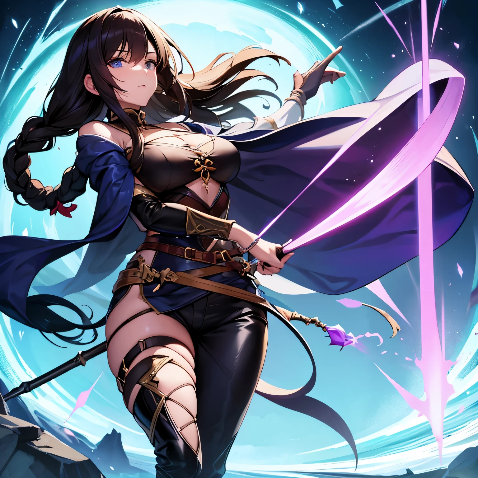 ((Twin)), girl holding bow, leap in the air, Bow shooting position, Night sky background, flash, ((Biologically correct number of limbs))、(( Full body illustration from toes to face))、(black and purple cloth, long leg, green eyes, long hair, braid, head wings, TwinSummer, white bikini, choker, hair flower, bracelet, thigh strap)  ((High-precision presentation of every detail)Extremely accurate depiction)[high resolution],pixiv, Digital Art on Pixiv, Popular on pixiv, In Pixiv, Top rated on Pixiv, Anime fantasy illustration, Anime Fantasy Artwork, (Detailed illustrations,Very beautiful and detailed drawing,Delicate lines and rhythm,Real texture expression),[Painted main line] (best quality:1.2, Very detailed, up-to-date, Energetic, 超high resolution, High contrast, Very detailed, masterpiece:1.2, best quality, Best aesthetics), Beautiful female , (Large Breastscate skin texture, detail