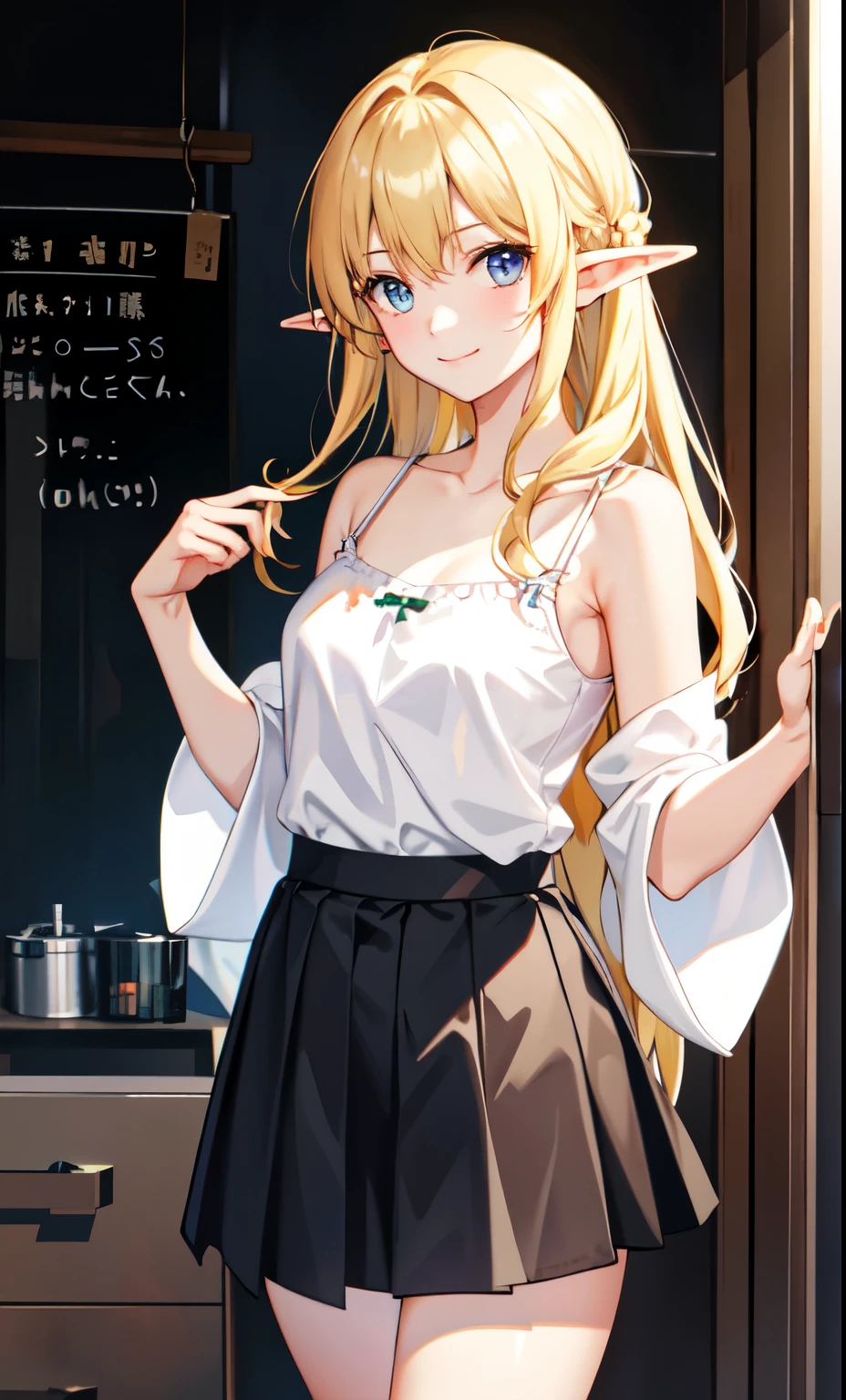 girl、smile、Elf、As Adult、camisole、skirt、（Small breasts）、