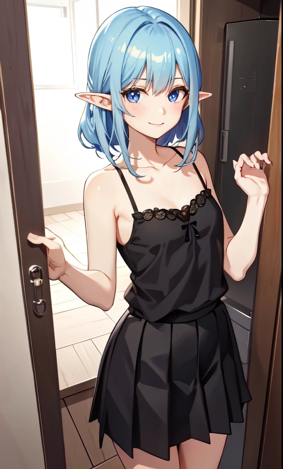 95 centimeters tall, goblin girl, pale green skin, small starved frame, dirty, sad expression. Wearing only a loin cloth with exposed breasts
