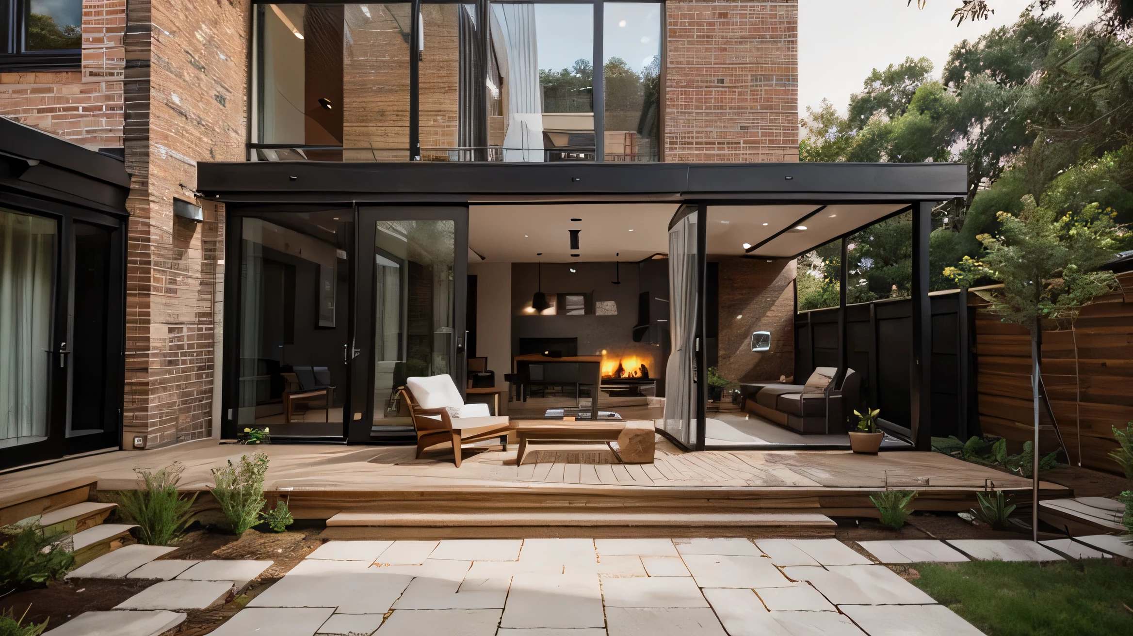 modern house setting with exposed brick