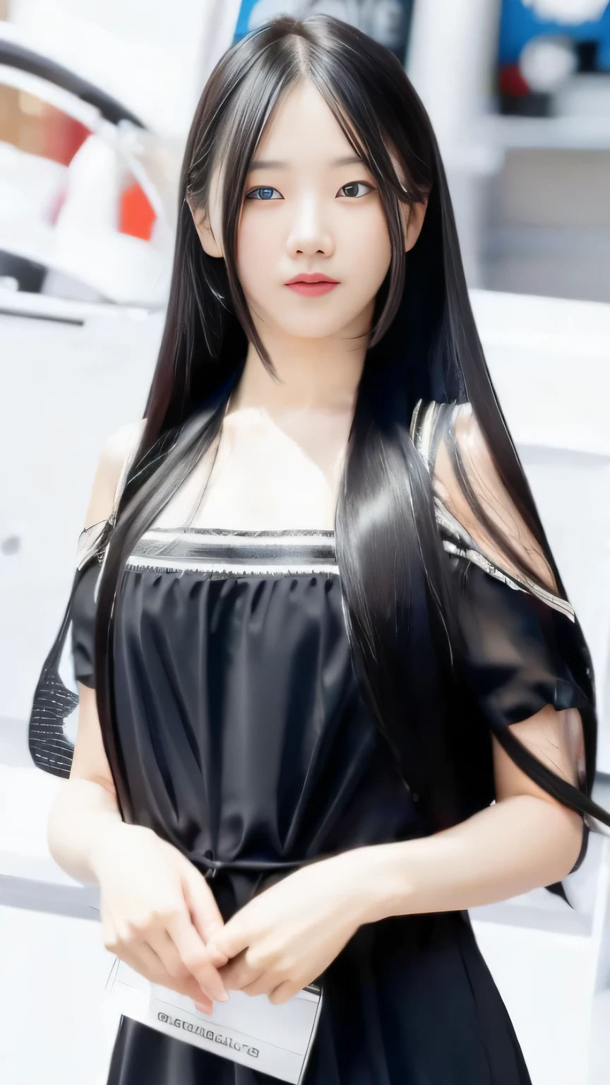 Ultra HD, The 8k quality, girl with, Very long hair, black blur dress, Detailed eyes, Front capture, unreal enginee 5, very cute bmangpor 