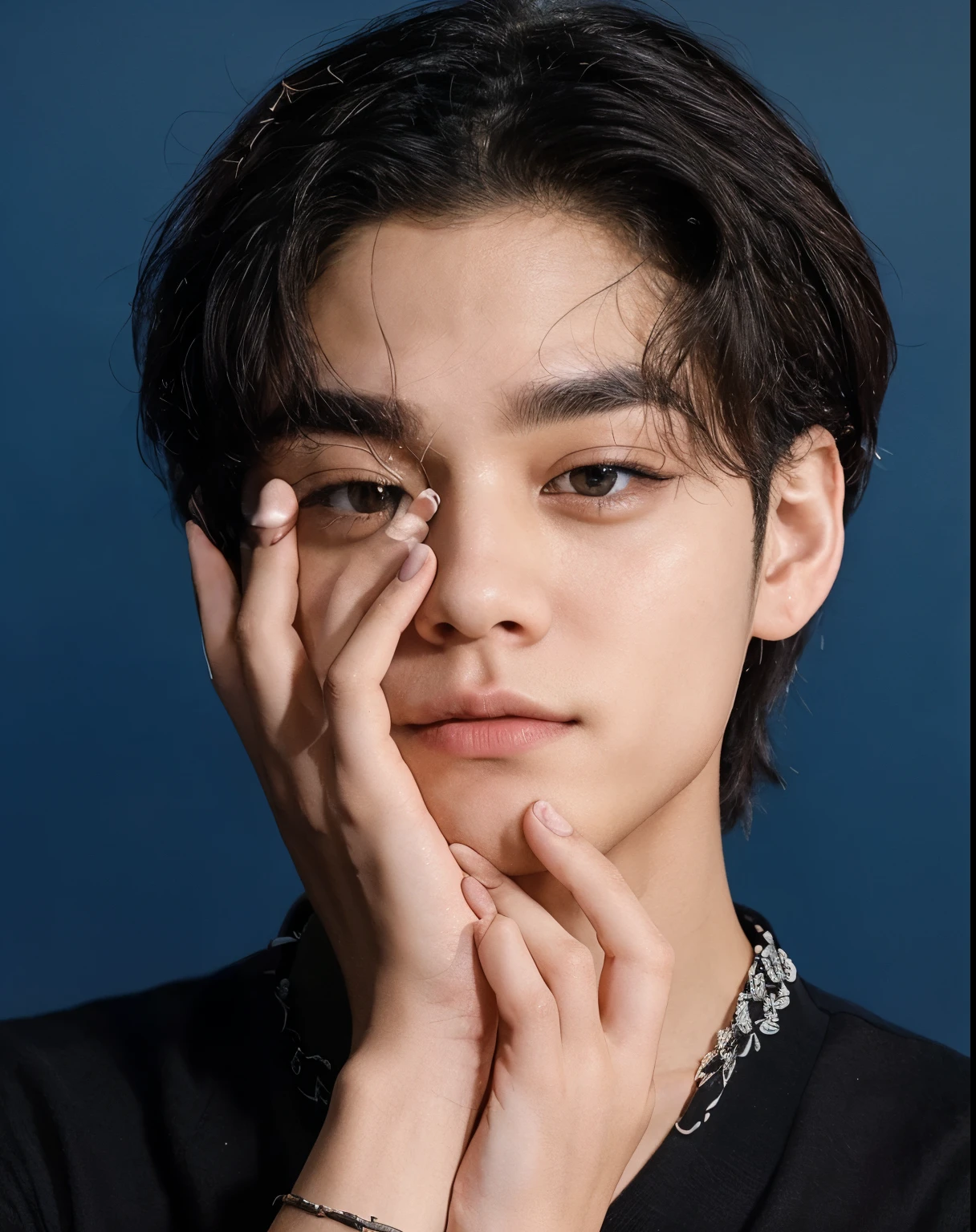 Kim taehyung, corano jovem e bonito, clean and pale face, pele macia.