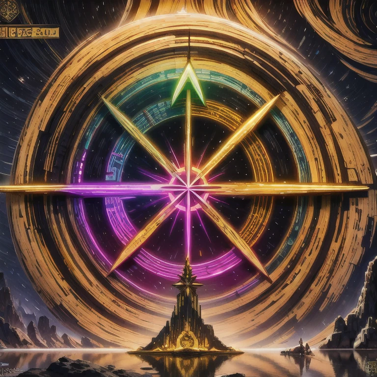 A close-up of a star with a rainbow star in the middle and a seven pointed pink star, symmetrical!! Conceptual Art, Futuristic Gilded Star Gate, Fantasy RPG Symmetric Portrait, Symmetric Epic Fantasy Art, Deviantart eka Portal, Gorgeous Silver River Gold, Fantasy Game Spell Symbols, CG Art, Astrolabes, Gorgeous Gilded Universe Machines, Empire Symbols