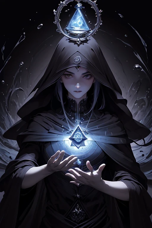 (Masterpiece, Best quality:1.4),(absurdes, high resolucion, Ultra detailded:1.2), (1 bel homme:1.4),(Utilisation de la magie noire:1.4),water magic,Illustrations ludiques, superpositions imaginatives, Fusion artistique,fantastical scenes, evocative narratives, Des visuels saisissants, Haut du corps,