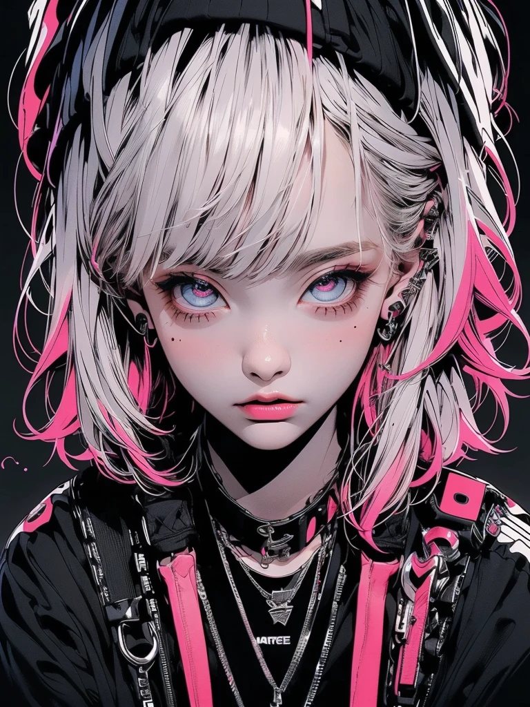 ((((dramatic))), (((gritty))), (((intense))) film poster featuring a young platinum white hair woman as the central character. She stands confidently in the center of the poster, wearing a stylish and edgy Harajuku-inspired hip hop outfit, with a determined expression on her face. The background is aesthetic atmospheric dark and gritty, with a sense of danger and intensity. The text is bold and attention-grabbing, with a catchy tagline that adds to the overall feeling of drama and excitement. The color palette is mainly dark with splashes of vibrant neon colors, giving the poster a dynamic and visually striking appearance,tachi-e
(magazine:1.3), (cover-style:1.3), fashionable, woman, vibrant, outfit, sexy seductive posing, front, colorful, dynamic, background, elements, confident, expression, holding, statement, accessory, majestic, coiled, around, touch, scene, text, cover, bold, attention-grabbing, title, stylish, font, catchy, headline, larger, striking, modern, trendy, focus, fashion,