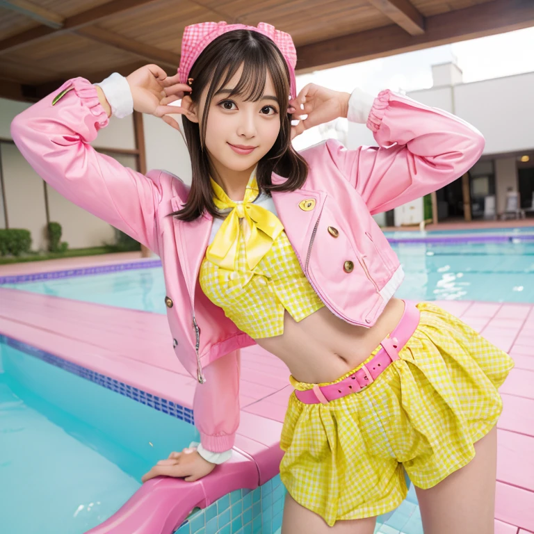 Fresh Idol Girl、whole body、Good style、、、Colorful Swimsuits、、、Cute jacket、、A pool full of fruit