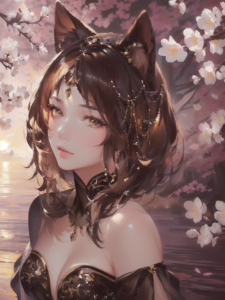 masterpiece, Best quality, (чрезвычайно подробные обои CG Unity 8k), (Best quality), (Best Illustration), (best shadow), absurdity, Realistic lighting, (abyss), beautiful detailed glow, painter Peter Morbacher, Sakura Branches, sakura flowers, Vesna