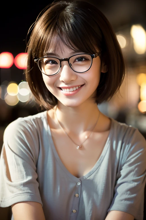 Highest Resolution, 4K, masterpiece: 1.3), Japanese Mature, A photo of a woman, sexy: 1.1, Beautiful Eyes, Slim figure, Realistic teeth, smile, double eyelid, whole body, Highest quality, detailed, beauty, At the office、Glasses