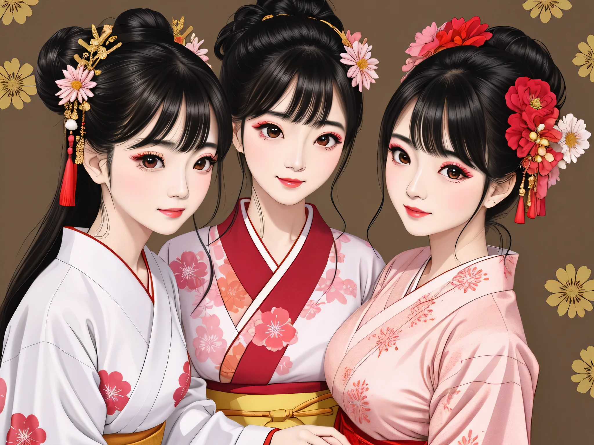 Each has a different expression2People and sisters、(2 girls)、⦅Dancing traditional arts with grace)、((Big Breasts、Small Face、Not exposed))、highest quality、masterpiece、(Black Hair、Bun Hair)、Brown Eyes、⦅Wide angle、Angle from above the waist、Pause on the magazine cover、Their gazes are different, gazing into the distance⦆、(8K High Quality、masterpiece、High resolution、Realistic and beautiful light and shadow、(highest quality)、(High Resolution)、(Very delicate and beautiful)、(Beautiful 8k face)、(With a smile、Beautiful eyes)、(Clear skin)、(Soft hair)、(8Head to Body)、(A Japanese style yukata kimono with red, pink and orange floral patterns on a white background, interspersed with gold powder、Wearing a yukata2Beautiful Japanese girls)、((Tanabata decoration background))、((Small Face))、(arms up)、Thin and small nose、(Red lipstick)、(Make your cheeks red)、(Glossy skin)、((Ink painting style))、Very thin eyebrows、Overall ultra-high image quality、(She is wearing maiko-style makeup.)、Whitening、Long and beautiful eyelashes、Glowing Skin、(Red cheeks),Straight nose、masterpiece、highest quality、whole body、 Eyebrows visible through hair、Bun Hair、Grin、Gal、Gal、Viewer's Eyes、Plaid、Stylish、woman、fine、Pause、
Waiting to start