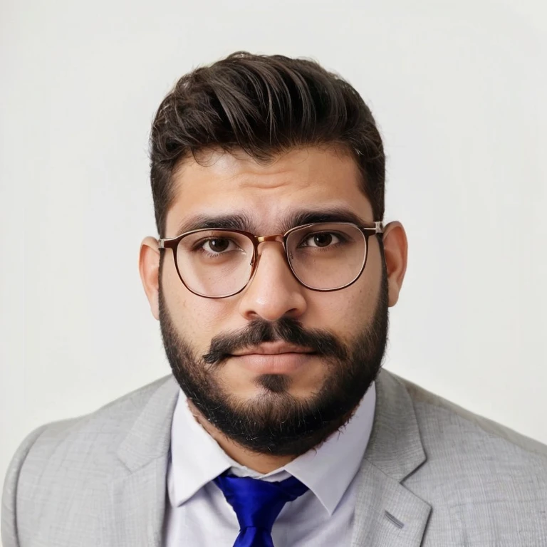 foto de perfil profissional, wearing suit and glasses, man with glasses, h3h3, emad mostaque, com uma pequena barba, retrato de alta qualidade, sem barba e bigode, serious and severe expression