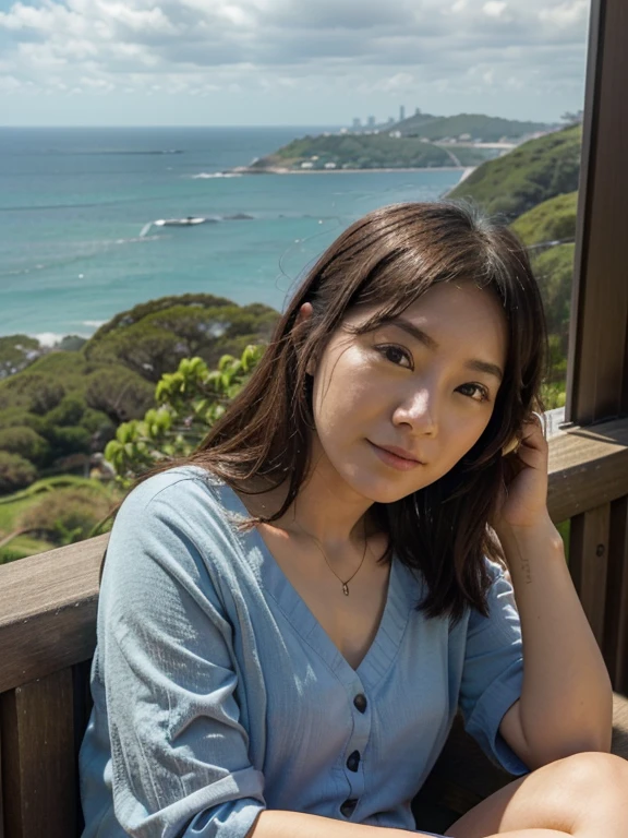 A leisurely day off for a single woman in Japan、Sunshine、Not scheduled、You can see the ocean、A house on a hill、quiet、Yawn