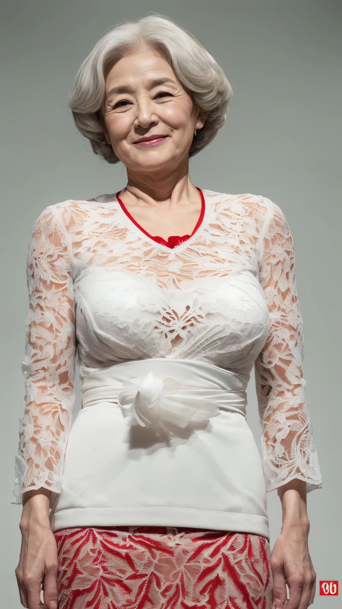 Madame, ((Fractal Art)), (((masterpiece))), 8k, Clear images, (((alone))), (((Older Japanese Mature))), Pure white background, Gray Hair, Lower your arms, wear a flashy bra, gravure, Look forward, ((Elderly mature woman with an old face)), Depict lips accurately,Red lips, Flashy makeup, (((alone))), (((Perfect Anatomy))), Elderly, Pure white background, gravure, natural upright posture, Look forward, ((Obscene)), From the chest up, highest quality, Very detailed, Realistic, Very detailed細なスキン, (1 Japanese Mature), (positive), 95 years old, Huge breasts, Mature politician, Glamour, sexy, Pure white skin, Looking at the audience,