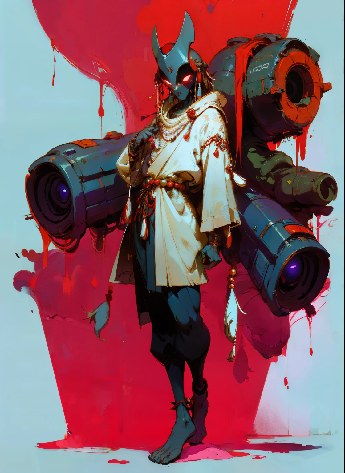 perfect proportions, anatomically correct, (head to toe: 2.0), (full body image: 2.0), solo, (Casshern: 1.6), extremely stylized, deviant art, masterpiece, highly detailed, detailed eyes, expressive detailed eyes, detailed pupils, futuristic, ((1950s scifi helmet)), ((pointy helmet)), Rubber Gloss, (flightsuit:1.4), big boots, entire body image, full body shot, nvinkpunk, professional photograph of alexander_skarsgard, tassles, large beads, (large tassels), cyberpunk, inkpunk, paint platter, ink splatter, (action pose:1.0),