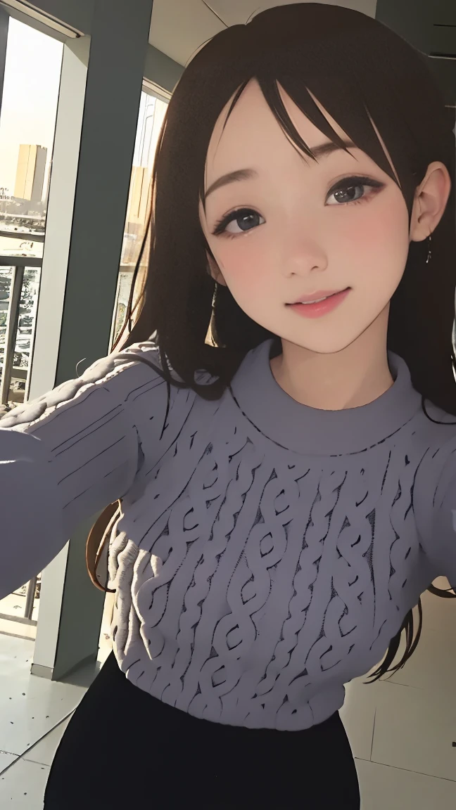 ((highest quality)), ((masterpiece)), (Get used to it:1.4), 3D,High resolution (High Dynamic Range),Ray Tracing,NVIDIA,Super Resolution,unreal 5,PBR texturing,Post-processing,Anisotropic Filtering,Written boundary depth,Maximum clarity and sharpness,Multilayer Texture,Albedo and Specular Maps,surface shading,Accurate simulation of light-matter interactions,Perfect Proportions,Octane Rendering,Two-tone lighting,wide aperture,Low ISO,White balance,Three-part method,8K RAW, Only one woman, BREAK beautiful hair, Beautiful Face, Beautiful and beautiful eyes, Beautiful body, Beautiful breasts, Beautiful thighs, Beautiful feet, Beautiful fingers, (Beautiful views) , breast enlarged, (blush, smiling , 20 years, seductive adult woman , mature female, Narrow eyes), nitta minami, aanitta, /(black hair/) ,very Long Hair, Low Ponytail, medium breast, long sleeve, Check skirt, mini skirt, (cable knit sweater:1.5), see-through, (stylish outfit), Idol Master, BREAK (((from front, selfie))), dashing, ((dynamic posing:1.2)) BREAK (shopping mall ) outdoors