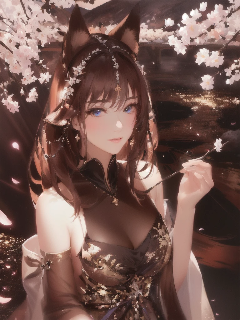 masterpiece, Best quality, (чрезвычайно подробные обои CG Unity 8k), (Best quality), (Best Illustration), (best shadow), absurdity, Realistic lighting, (abyss), beautiful detailed glow, painter Peter Morbacher, Sakura Branches, sakura flowers, Vesna