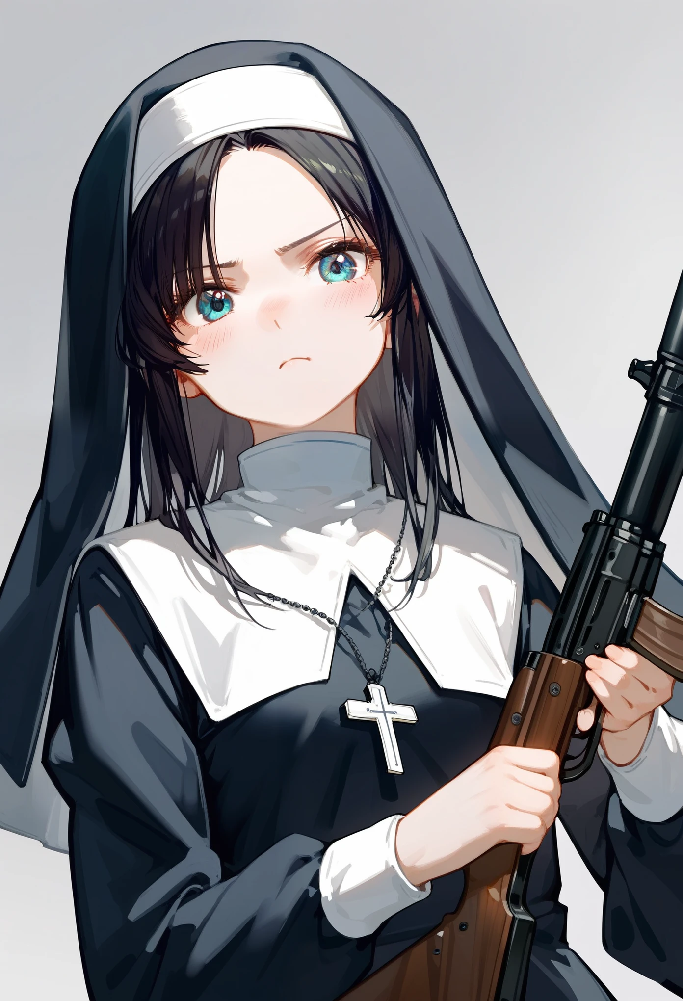 Anime girl in KUKLUXKLAN outfit with a confederate flag behind