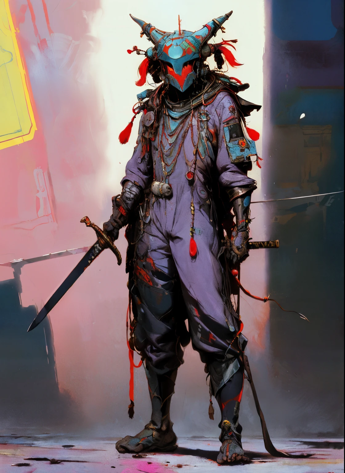 perfect proportions, anatomically correct, (head to toe: 2.0), (full body image: 2.0), solo, (Casshern: 1.6), extremely stylized, deviant art, masterpiece, highly detailed, detailed eyes, expressive detailed eyes, detailed pupils, futuristic, ((1950s scifi helmet)), ((pointy helmet)), Rubber Gloss, (flightsuit:1.4), big boots, entire body image, full body shot, nvinkpunk, professional photograph of alexander_skarsgard, tassles, large beads, (large tassels), cyberpunk, inkpunk, paint platter, ink splatter, (action pose:1.0), ((holding a sword))