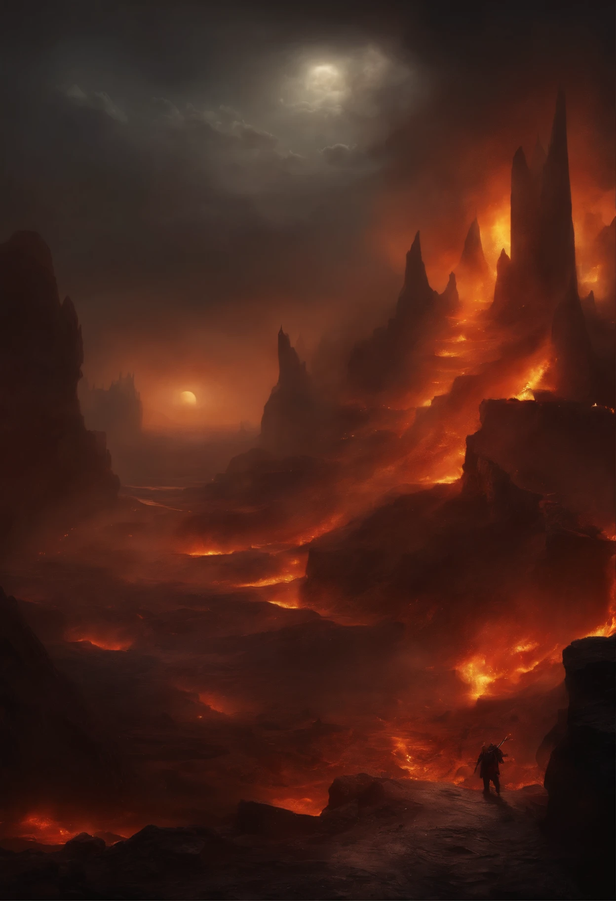 , hell landscape, The bottom of hell, The Final Battle in Hell, Apocalyptic landscapes!!!!!, Mustafar, The Ruins of Hell, ! Apocalyptic landscapes!!, Awesome D & D The Art of the Dark Sun, Gates of Hell, Gates of Hell, Arte Conceitual de World of Warcraft, Rescue from the underworld!!!!!!