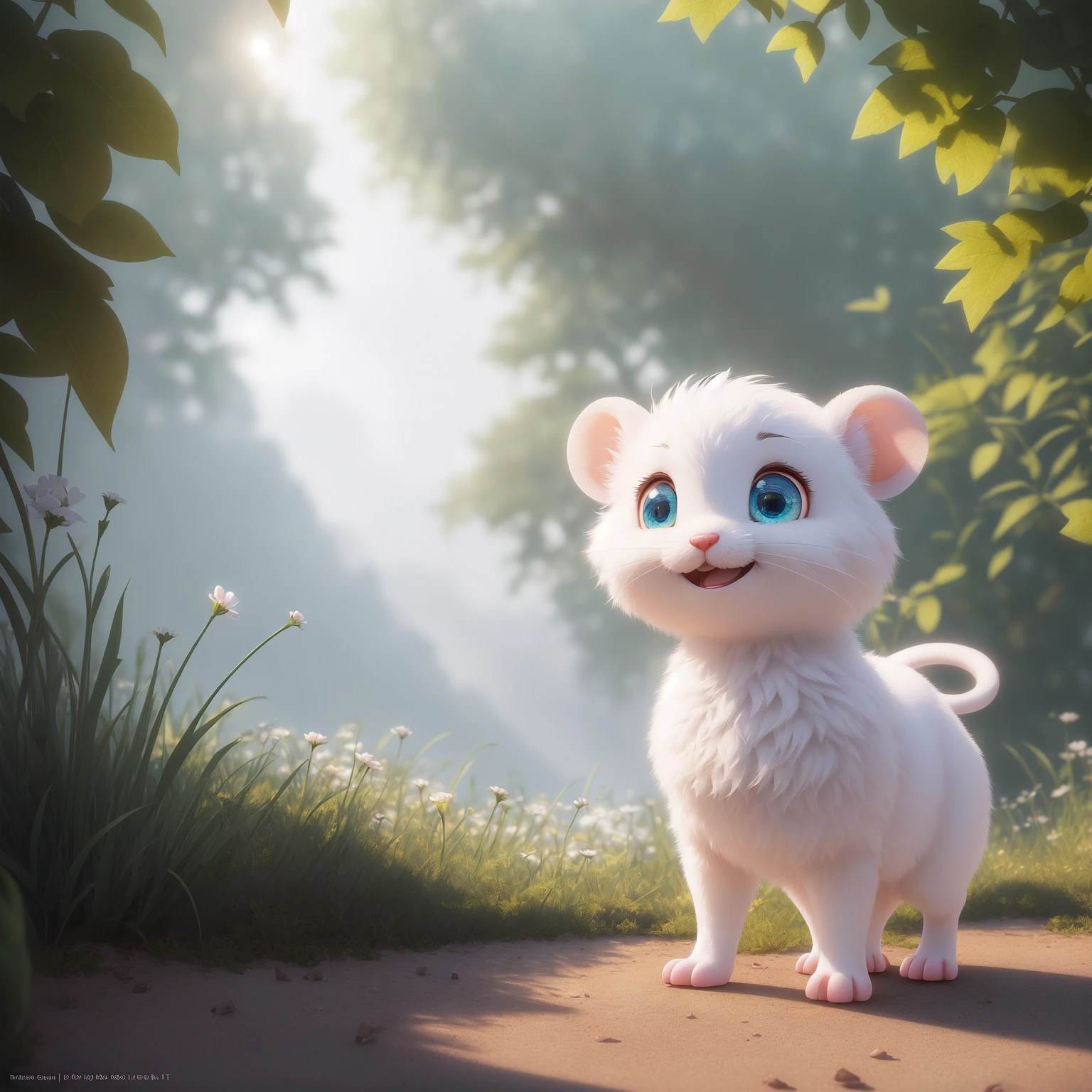 (masterpiece), (best quality), (ultra-detailed), (full body:1.2), (solo), Super cute, Pixar, mouse, Big bright eyes, Fluffy, Smile, Delicate and fine, Fairy tales, Incredibly high detailed, Pixar style, Bright color palette, Natural light, Simple background with pure color, Octane render, Trending on Artstation, Gorgeous, Ultra wide angle, 8k, HD, Realistic
