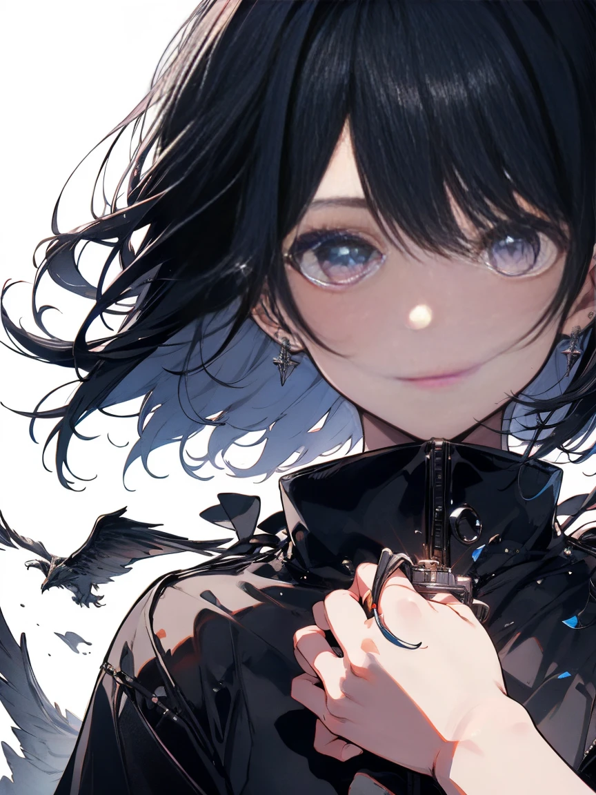 16K,beautiful, highest quality, whole body、Highly detailed face,Delicate eyes, Perfect lighting,One Girl、Black long coat、Black Hair.short hair、Handguns in both hands、Chasing prey、midnight、ruins