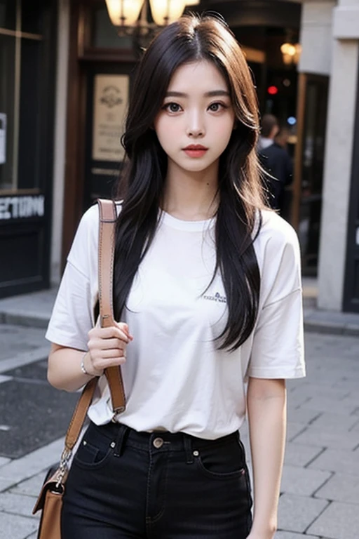 20 year old woman with round sunglasses
Eye Color: Brown
Hair Color: Midnight black
Hair Texture: Wavy
Hair Length:long
Skin Tone: Pale
Height:Very Tall
Outfit Style:Fashionable
