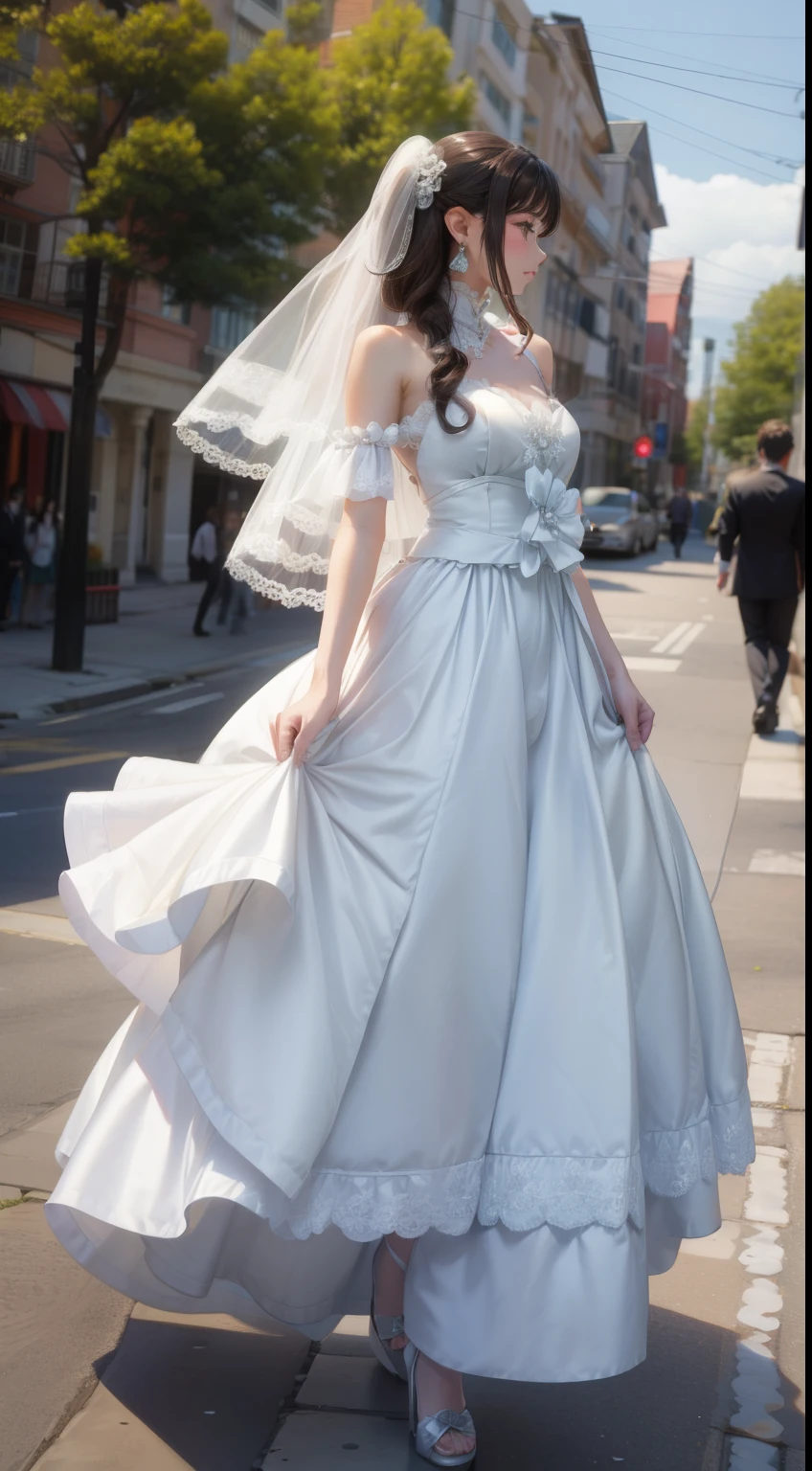 bride、Wedding dress、Outdoor、Second dimension beautiful girl