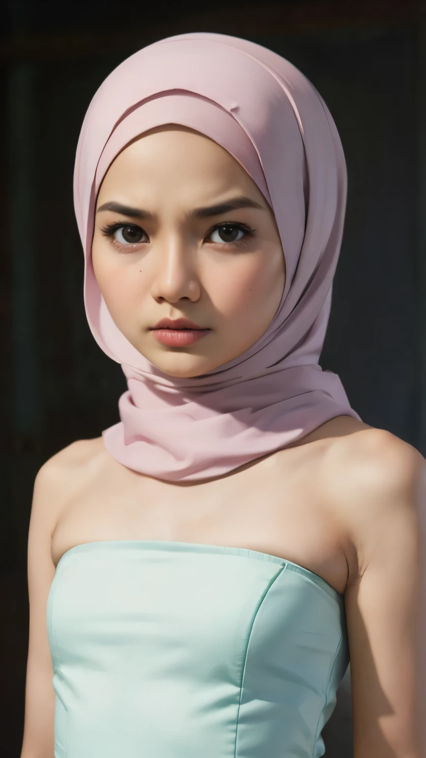 ((Flat Chest)), Naked, Angry pose, Angry face, (((HIJAB MALAY GIRL))), masutepiece, High quality, UHD 45K, Realistic face, Realistic skin feeling , A Malaysia Lady, 8 years old, , Very cute and baby-like face, (((FLAT CHEST))), (MATRIX WORLD), ((look In front  at the camera and SADNESS)), ((())), (((CUTE GIRL))), ((WHITE PASTEL LIPS)), ((WEARING STRAPLESS PASTEL)), ((CHUBBY)), ((UNDRESS)). Brown, Flat Chest,  