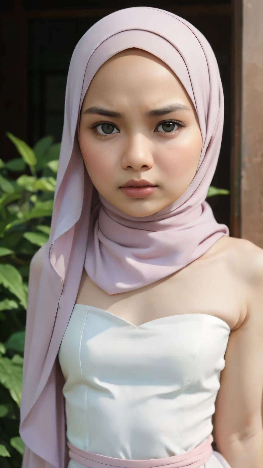 ((Flat Chest)), Naked, Angry pose, Angry face, (((HIJAB MALAY GIRL))), masutepiece, High quality, UHD 45K, Realistic face, Realistic skin feeling , A Malaysia Lady, 8 years old, , Very cute and baby-like face, (((FLAT CHEST))), (MATRIX WORLD), ((look In front  at the camera and SADNESS)), ((())), (((CUTE GIRL))), ((WHITE PASTEL LIPS)), ((WEARING STRAPLESS PASTEL)), ((CHUBBY)), ((UNDRESS)). Brown, Flat Chest,  