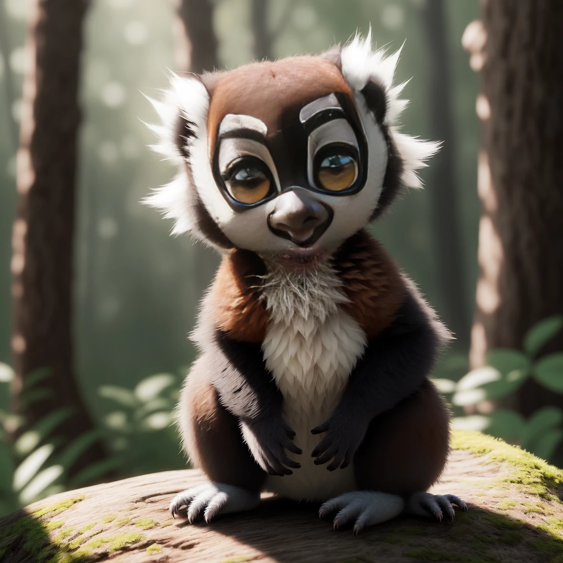 (masterpiece), (best quality), (ultra-detailed), (full body:1.2), (solo), Super cute, Pixar, (Baby Lemur), (solo), Big bright eyes, Fluffy, Smile, Delicate and fine, Fairy tales, Incredibly high detailed, Pixar style, Bright color palette, Natural light, Simple background with pure color, Octane render, Trending on Artstation, Gorgeous, Ultra wide angle, 8k, HD, Realistic