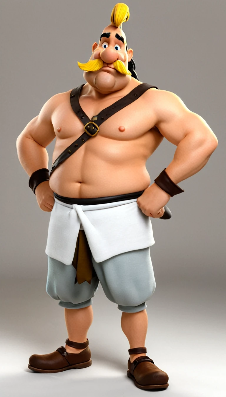 3D animation,cartoon, asterix dan obelix. Full body