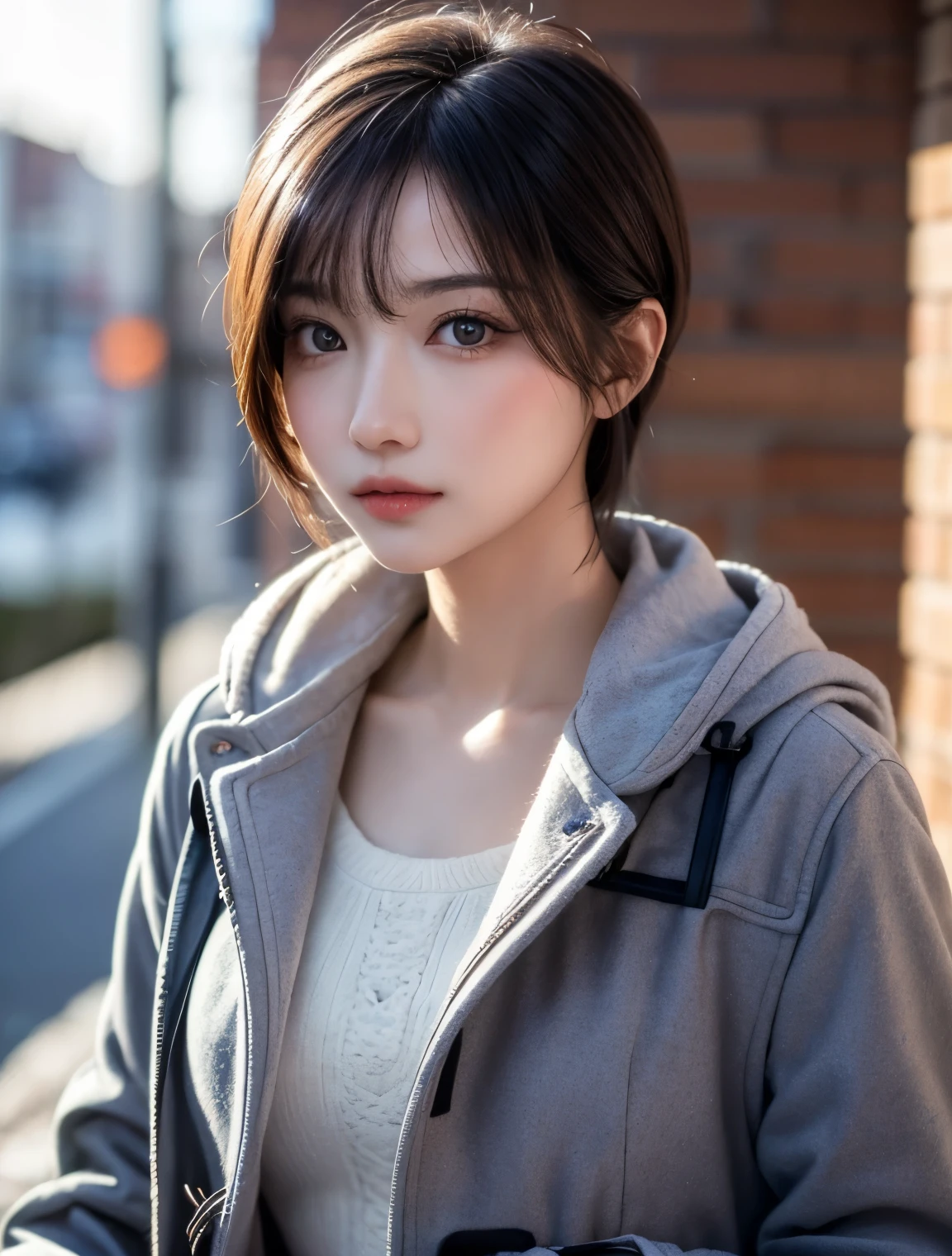 winter,Snow Scene,Lace pantyhose,((Duffle coat))、Written boundary depth,Real Light,Ray Tracing,OC Renderer,UE5 Renderer,Surreal,highest quality,8k,Masterpieces,Super quality,Correct ???????、(highest quality, 4K, Tabletop: 1.3), Beautiful woman、Surreal, 1 girl,Highly detailed face,Beautiful Eyes,double eyelid, (Beautiful lip detail),Sexy Face,Women of Arafe,Age 25、