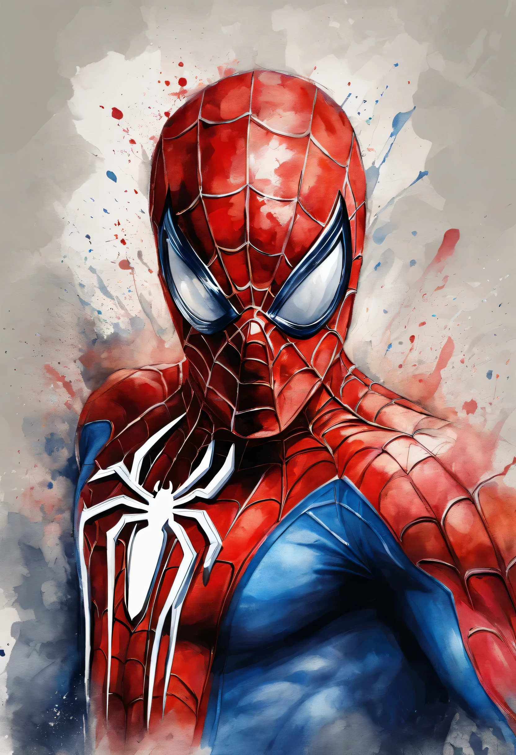 Spider Man,Realistic,hyper realism, athletic muscle,with a textured saturated red and blue streak. Et une veste par-dessus le costume. sexe
