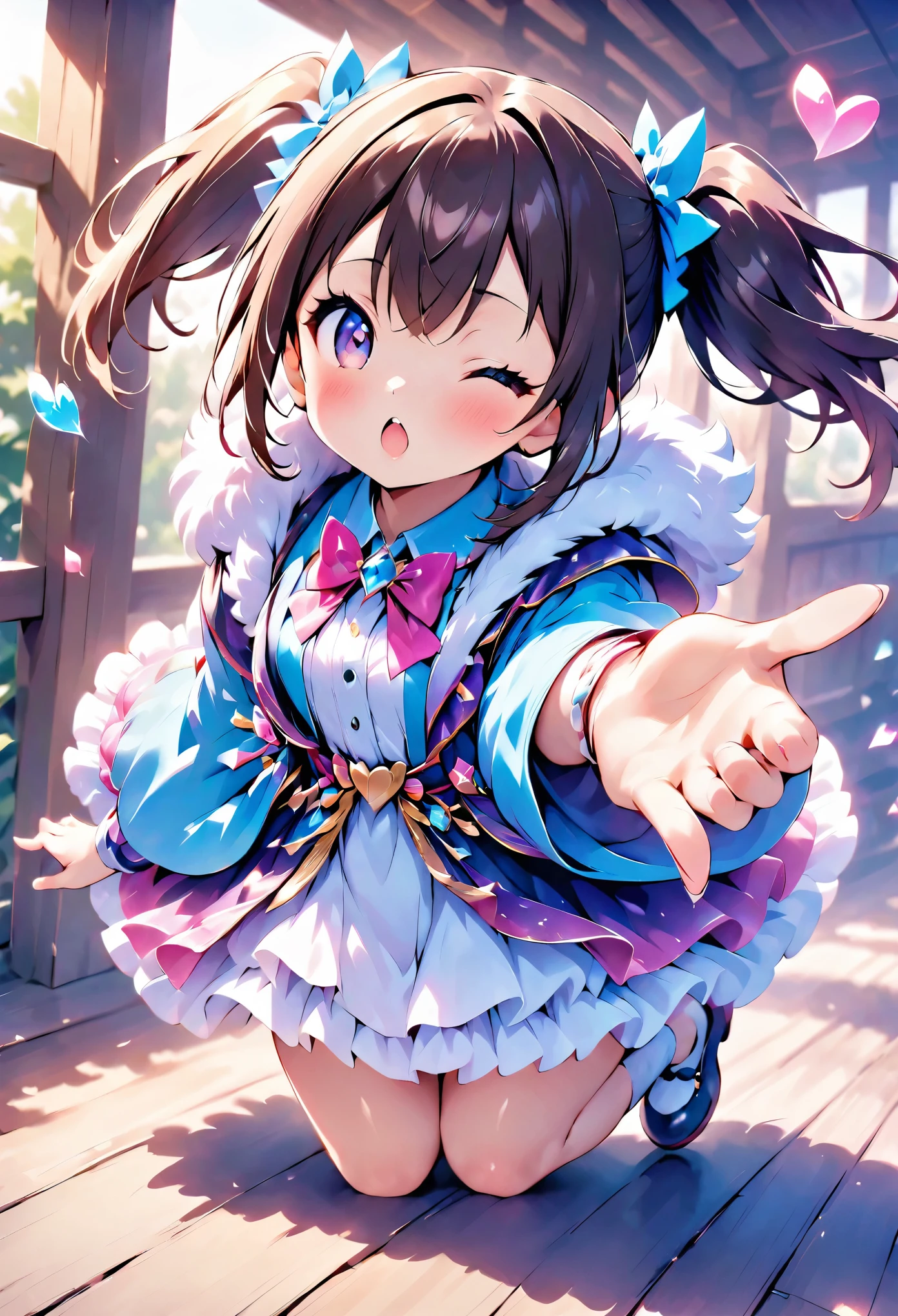 cuteガールフレンドが視聴者をお出迎えします,Blow a kiss to the audience,Wink,Welcome,cute,Adorable,1 Girl:************,cute部屋着:gelato pique:Fluffy white and pink,The epitome of cuteness,Too cute for my taste,Blurred Background,Focus on the girl,Japanese Gravure Idol,Scrunchie,Beautiful, smooth, shiny brown hair,loves it,highest quality,Masterpiece,Super cute,Intricate details,eyelash,Big black eyes,The best composition,Anatomically correct,sweetheart,Illustrations that make the viewer feel fluffy,Close one eye,Show off your lips,Put your hands forward