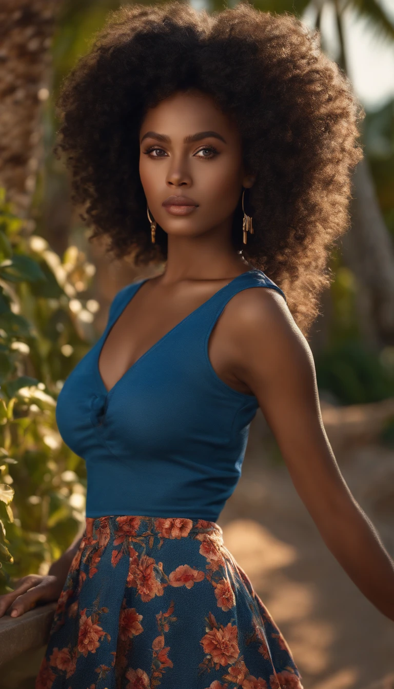 (8k, Photo brute, Best quality, Masterpiece: 1.2), Ultra Detail, Super Resolution, (photo realist, Realstic: 1.37), RAW color photo with lots of detail, Photo professionnelle, extremely detailed and beautiful, Extremely detailed, 8k wallpaper, Amazing and detailed, huge file size, Art officiel, Highly detailed 8k CG unit wallpaper, beautiful girl very detailed, high detail face, highly detail eyes, Highly detailed skin, high detailed fingers, Very detailed nose, Detailed palace very detailed, anatomie parfaite, very detailed background, highly detailed clothes, (18:1.2) Full portrait of a beautiful black woman with curly hair,posant sur une mur pour une photo ,sans soutien-gorge, white tank top, jean, Looks a bit like Beyoncé, dans une rue de Niamey, Niger , dinamic lighting